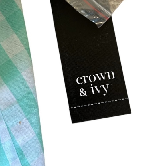 4/$20 Crown & Ivy gingham mint and white ruffle cold  shoulder top- size XL- NWT - Picture 8 of 11